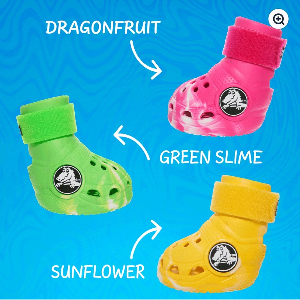 NEW NIB BARK Dog Crocs Limited Ed. Green Slime Swirl w/ Velcro Small S Small - Picture 8 of 16